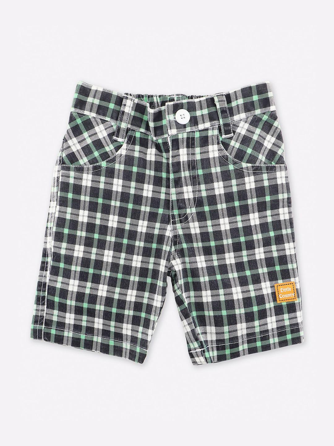 little county boys green & black checked outdoor shorts