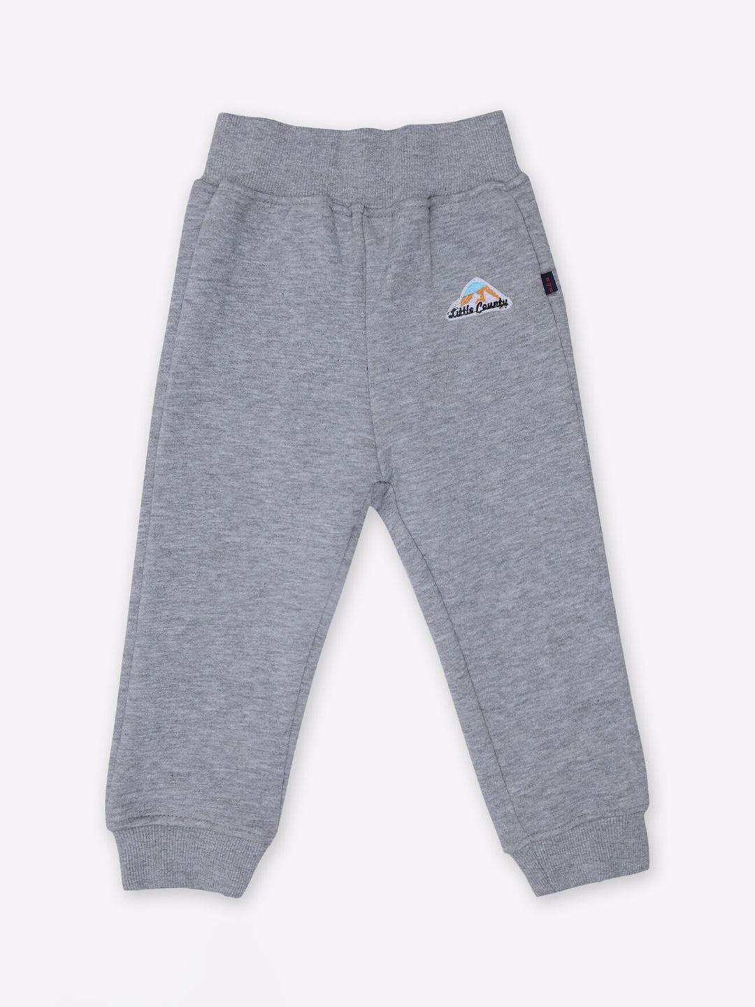 little county boys grey melange solid pure cotton joggers