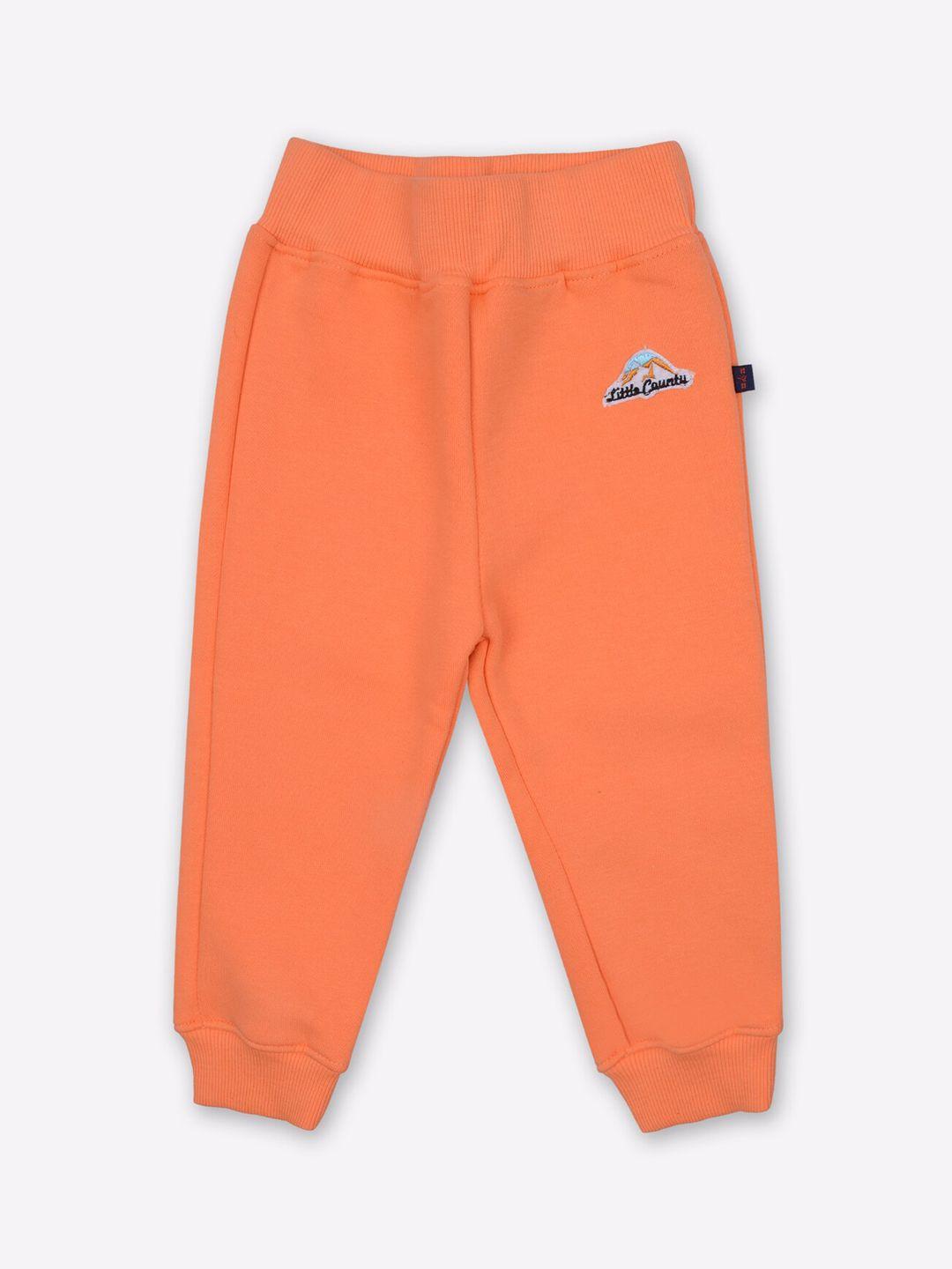 little county boys peach solid pure cotton joggers