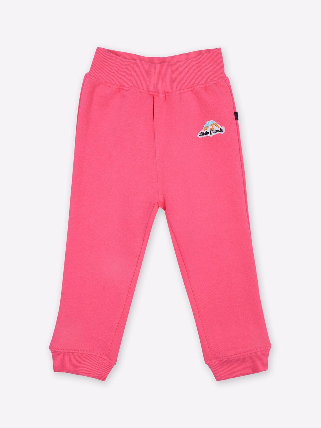 little county boys pink solid pure cotton joggers