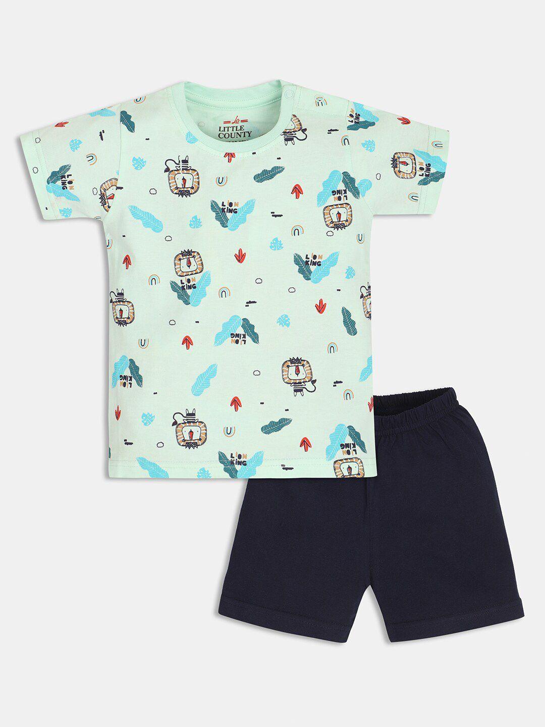 little county boys printed cotton t-shirt with shorts