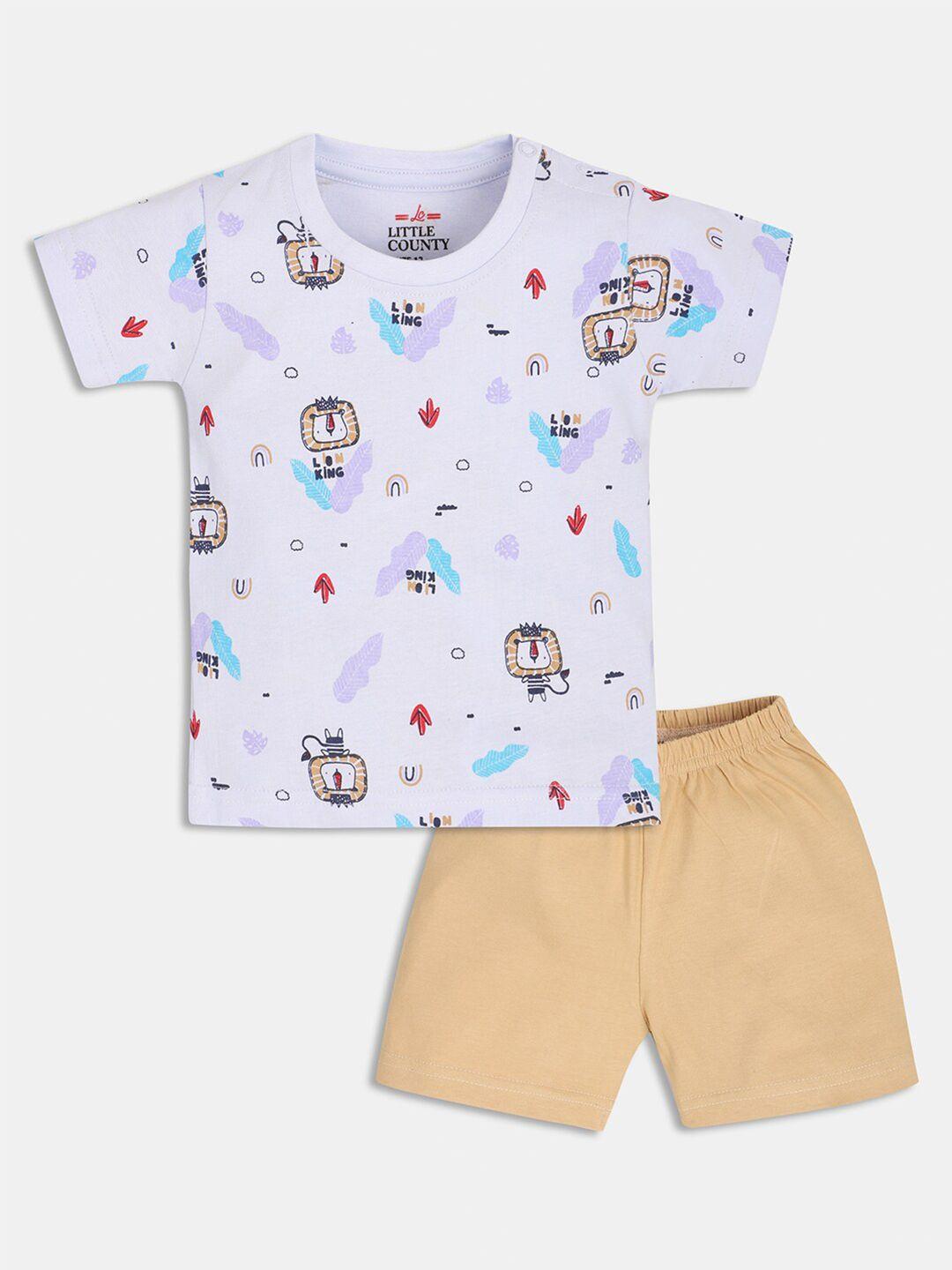 little county boys printed cotton t-shirt with shorts