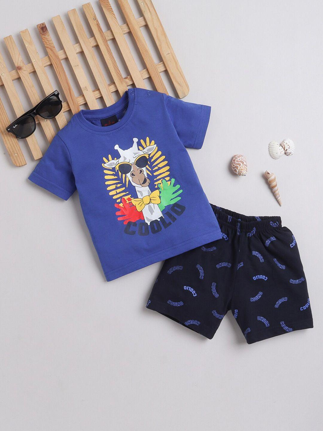 little county boys printed pure cotton t-shirt with shorts