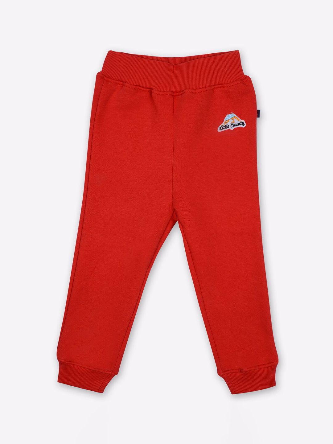 little county boys red solid pure cotton joggers
