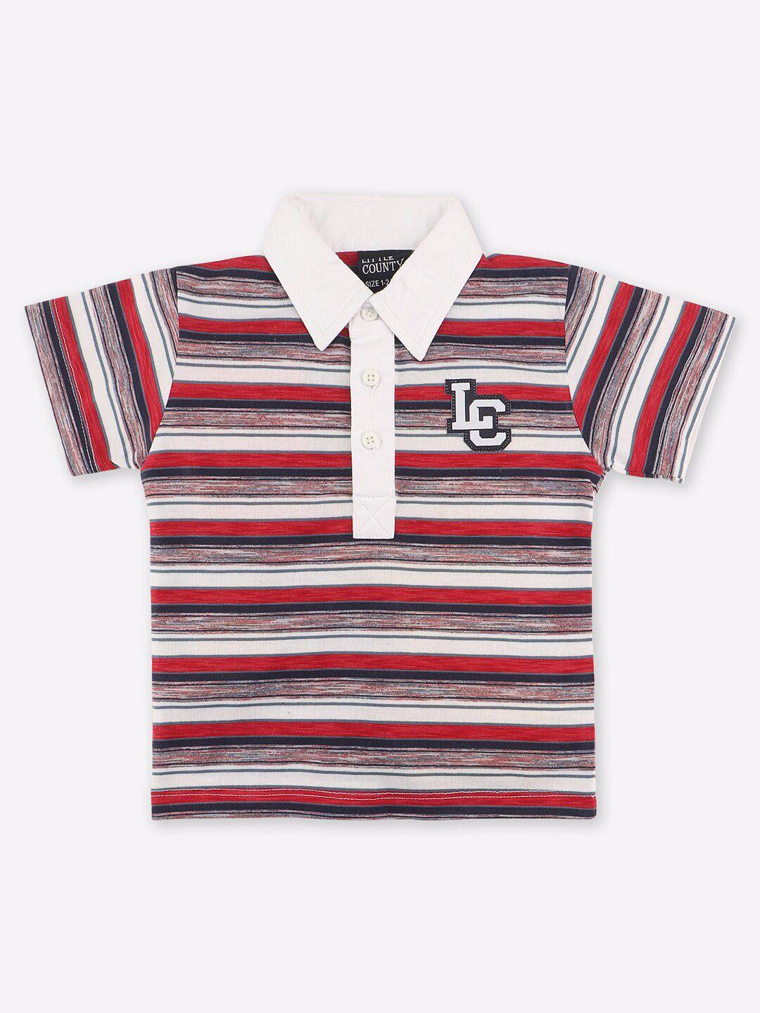 little county boys red striped polo collar outdoor t-shirt