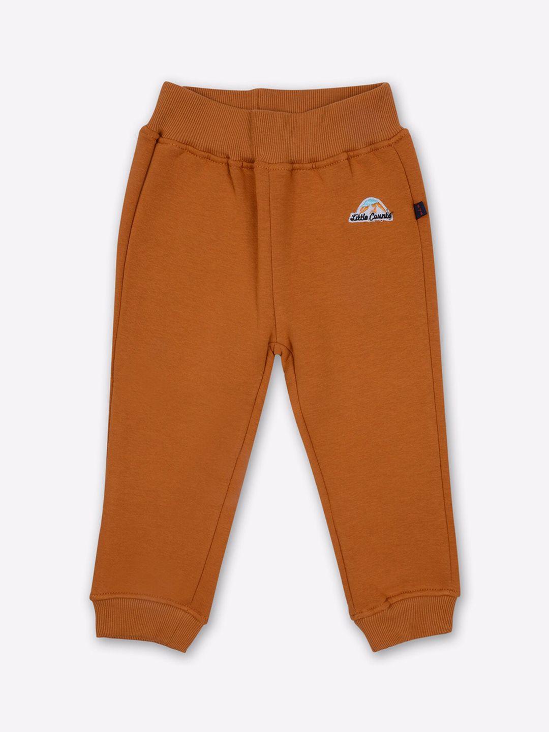little county boys rust brown solid pure cotton joggers