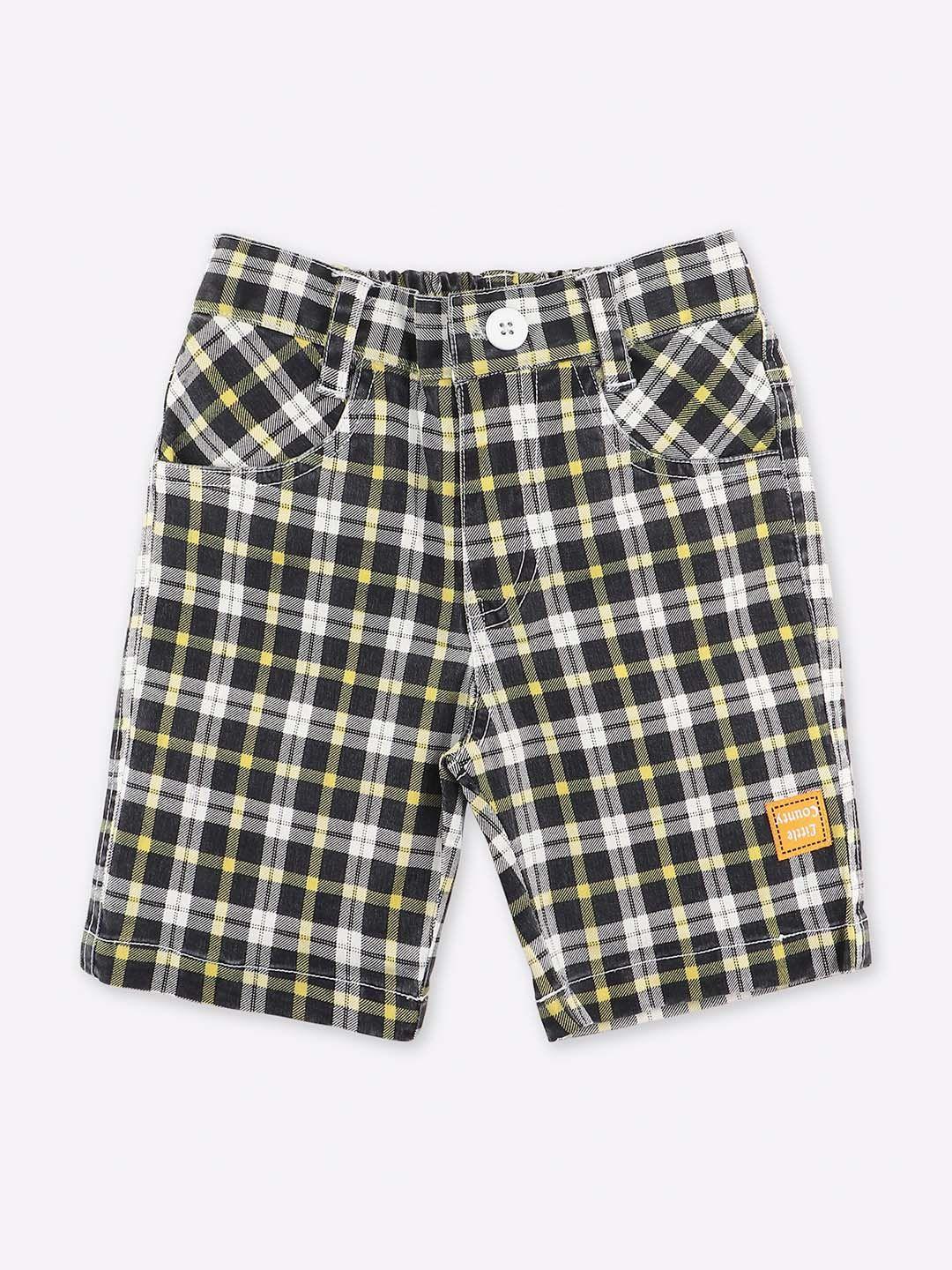 little county boys yellow & black checked outdoor shorts