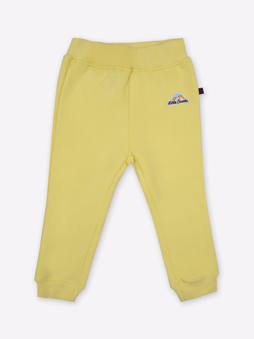 little county boys yellow  solid pure cotton joggers