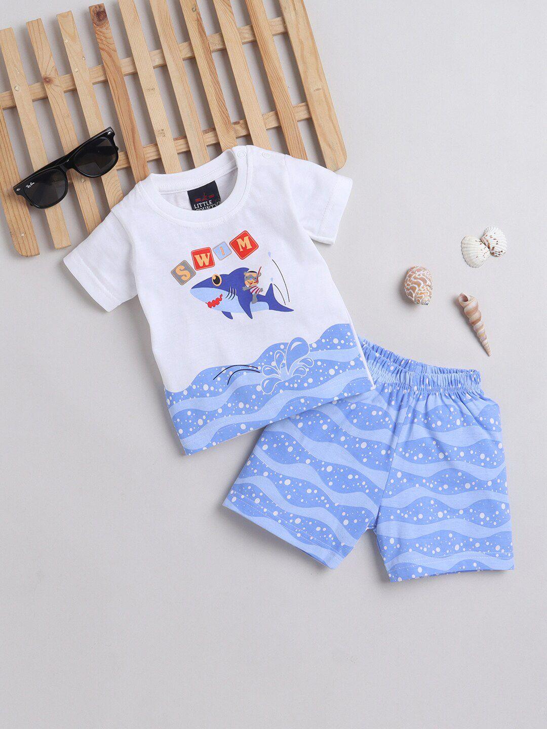 little county infants boys printed pure cotton t-shirt with shorts