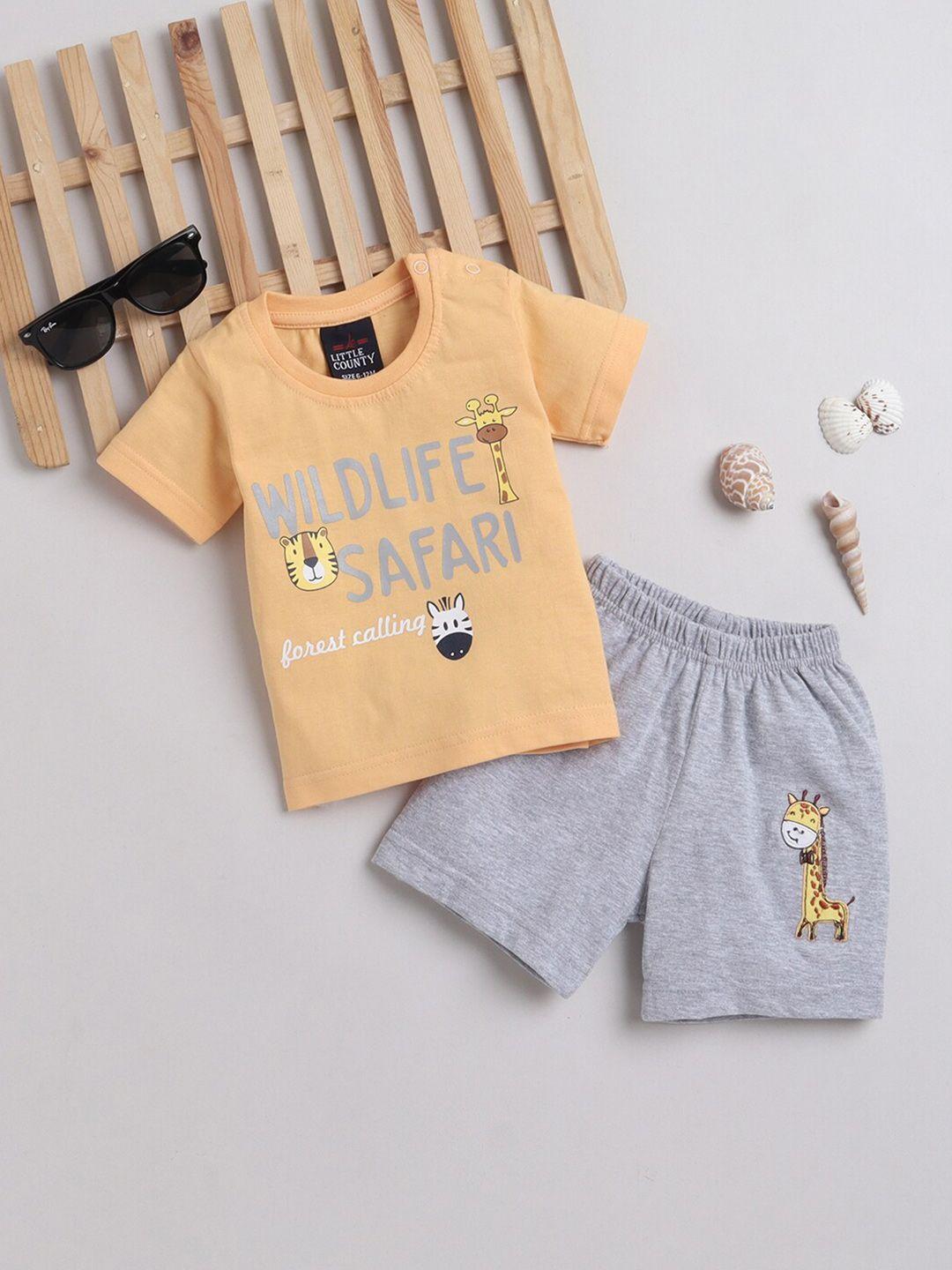 little county infants boys printed pure cotton t-shirt with shorts