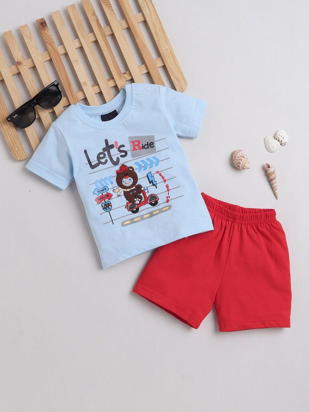 little county infants boys printed pure cotton t-shirt with shorts