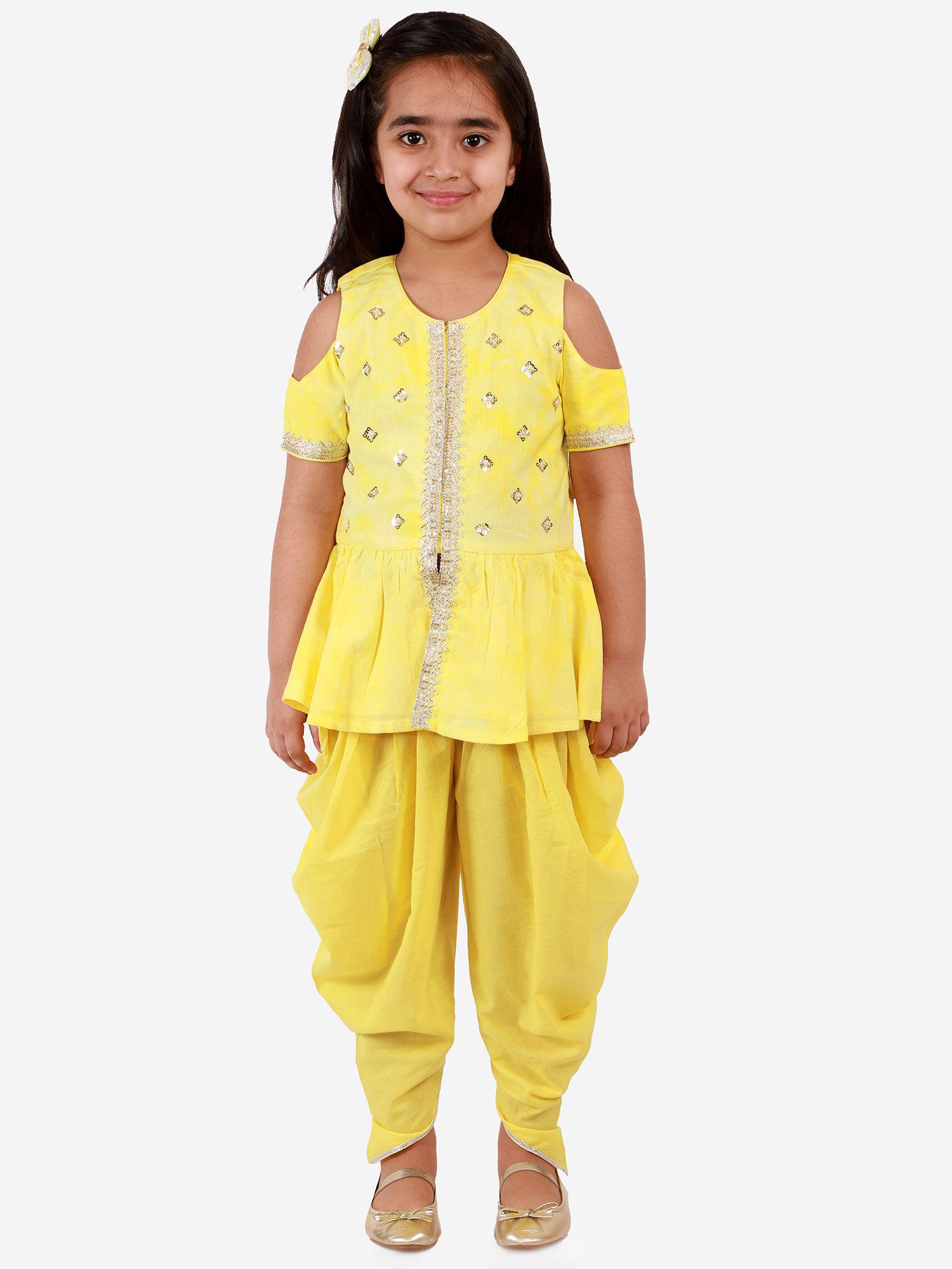 little drama girls kurta with dhoti yellow (set of 2)