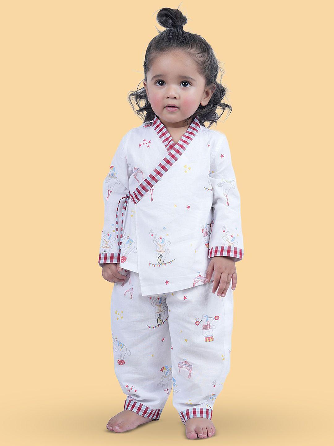 little llama kids conversational printed kurti & pyjama