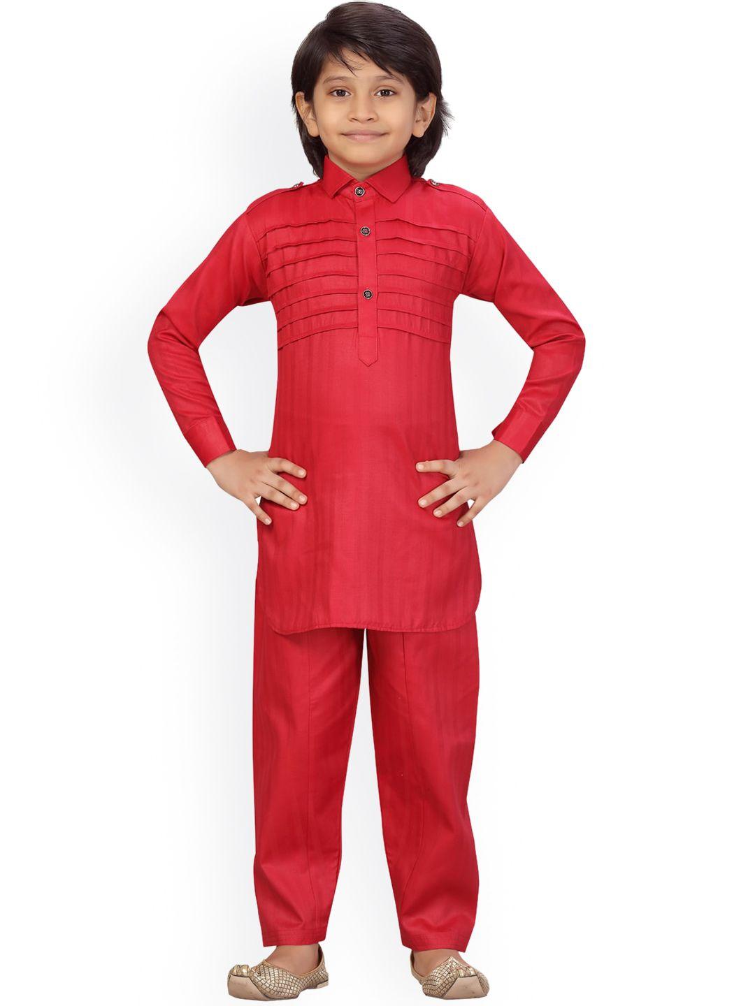 little mafia by aarika boys maroon pure cotton kurta with pyjamas