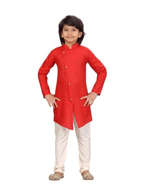 little mafia by aarika kids maroon & cream cotton kurta set