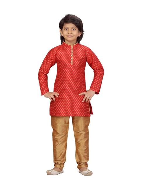 little mafia by aarika kids red & gold printed kurta set
