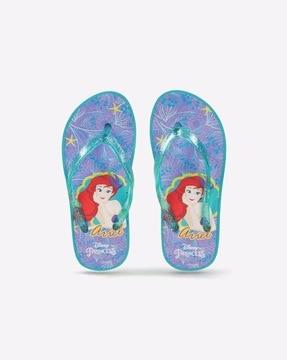 little mermaid print thong-strap flip-flops