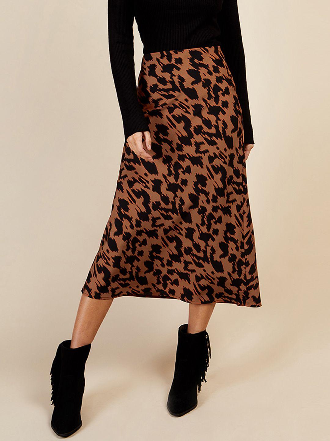 little mistress animal printed a-line midi skirt