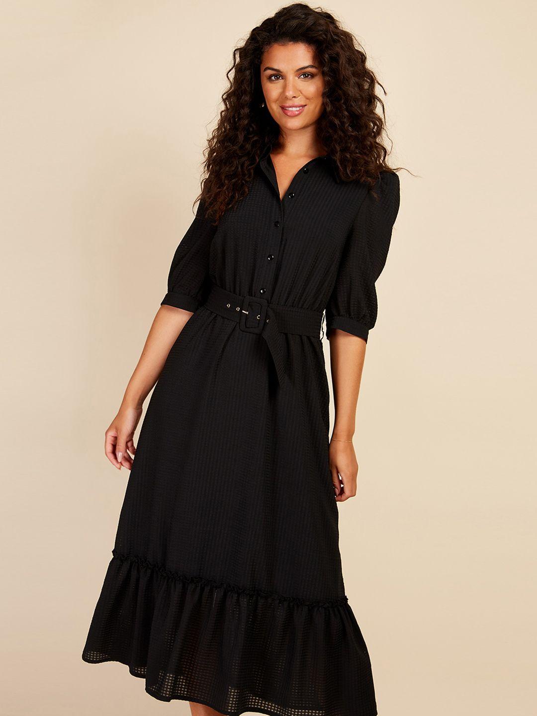 little mistress seersucker shirt midi dress