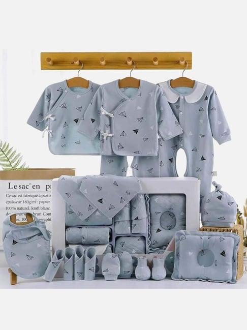 little surprise box kids blue cotton printed full sleeves gift set