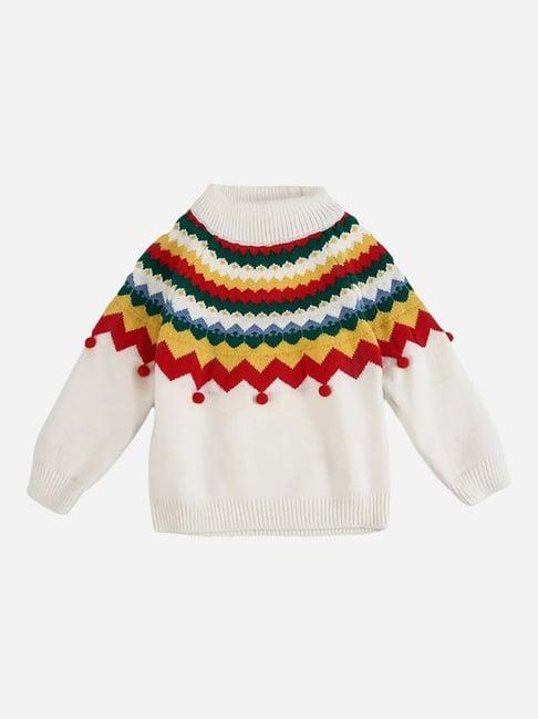 little surprise box kids multicolor embroidered full sleeves sweater