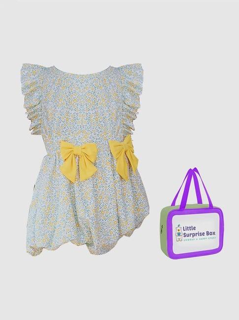 little surprise box kids yellow & blue floral print swimsuit