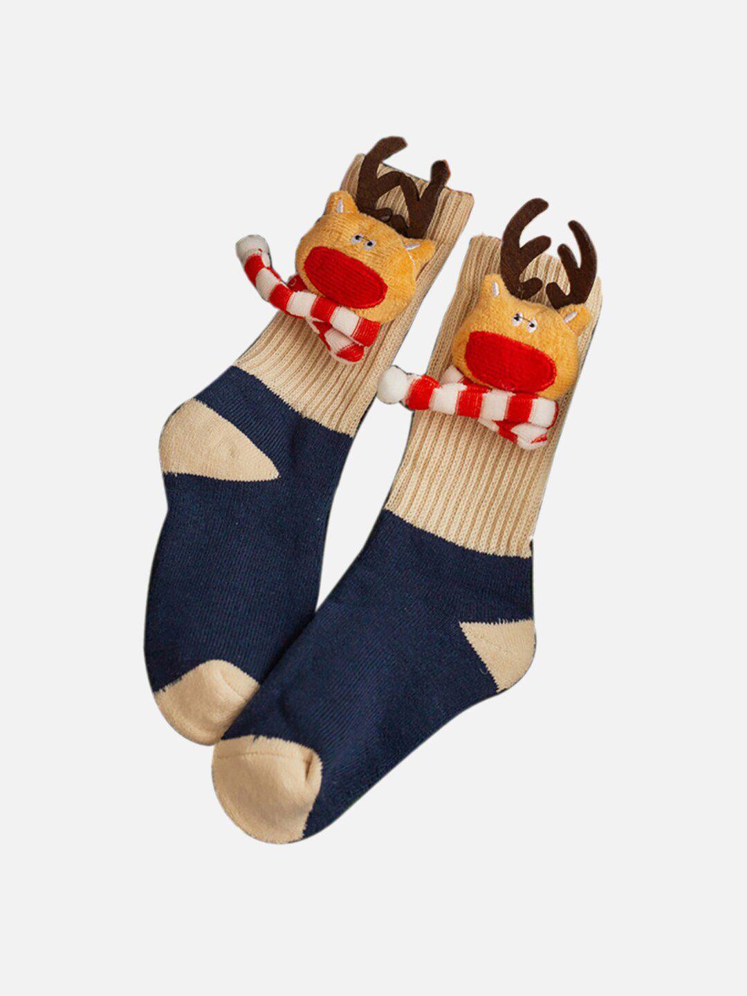 little surprise box llp kids colourblocked cotton pop up christmas calf -length socks