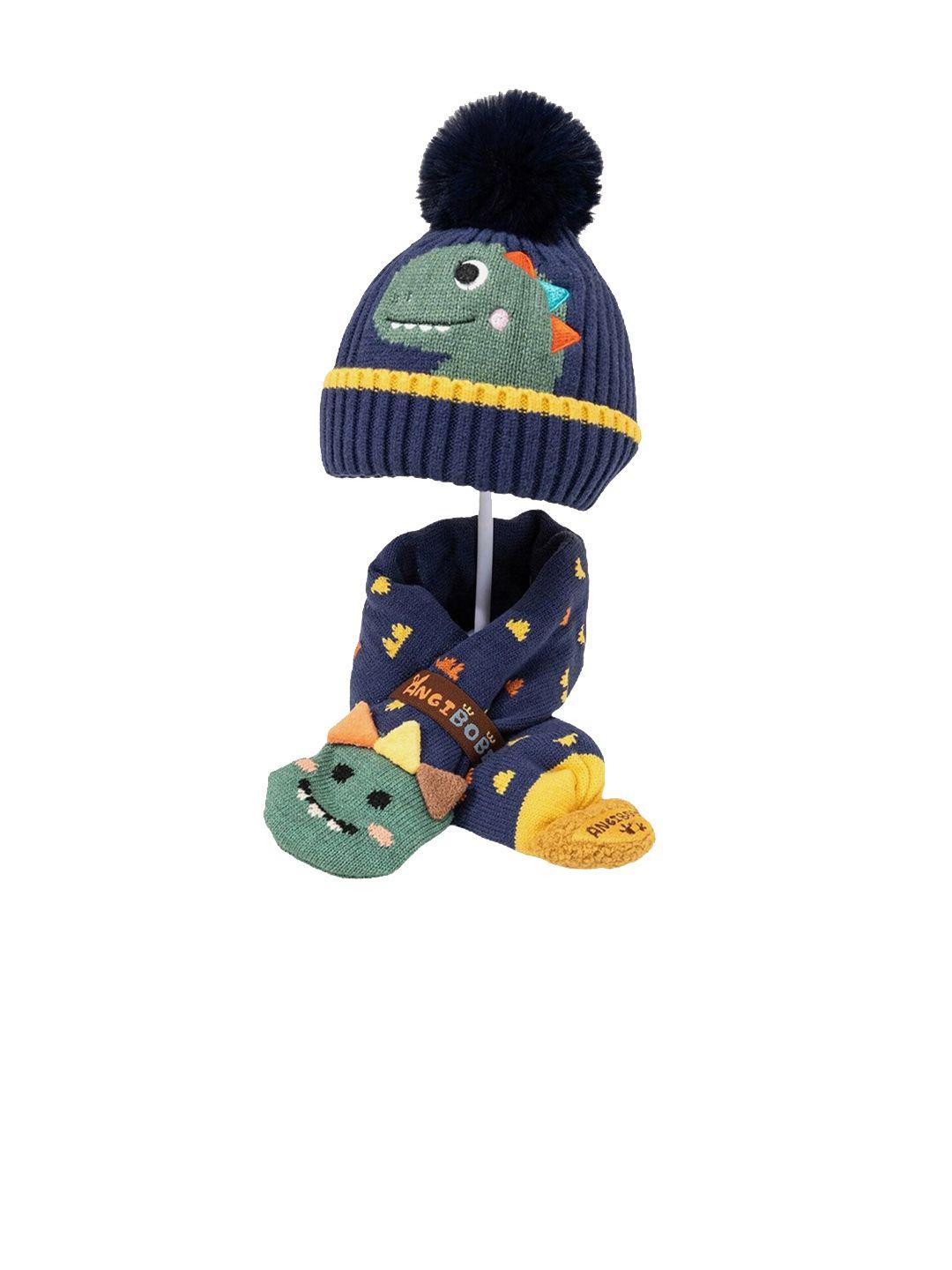 little surprise box llp kids knitted winter patterned wool mufflers with cap
