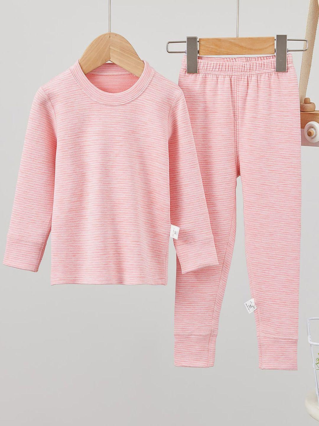 little surprise box llp kids striped round neck thermal set