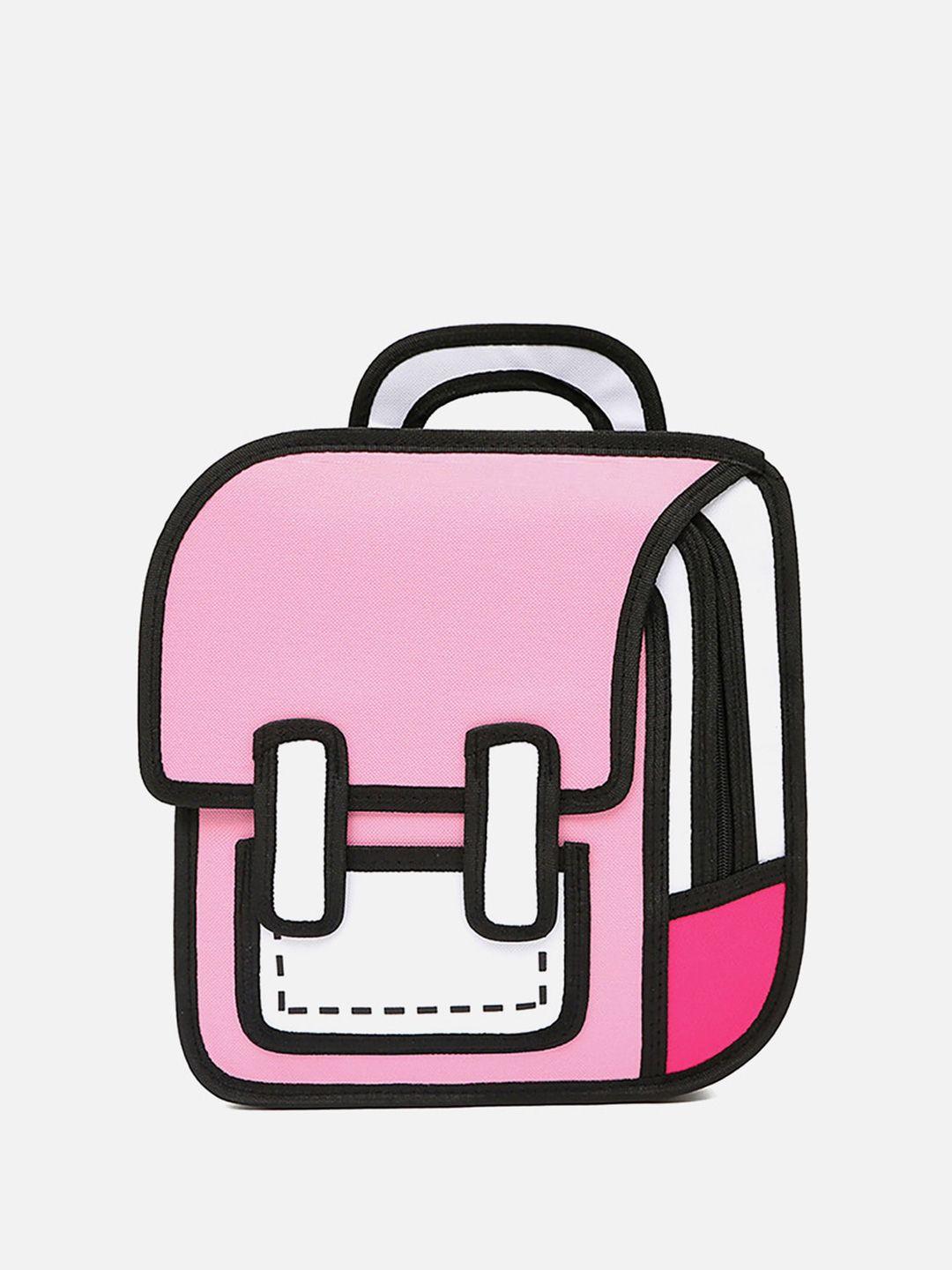 little surprise box llp unisex kids pink & white colourblocked contrast detail backpack