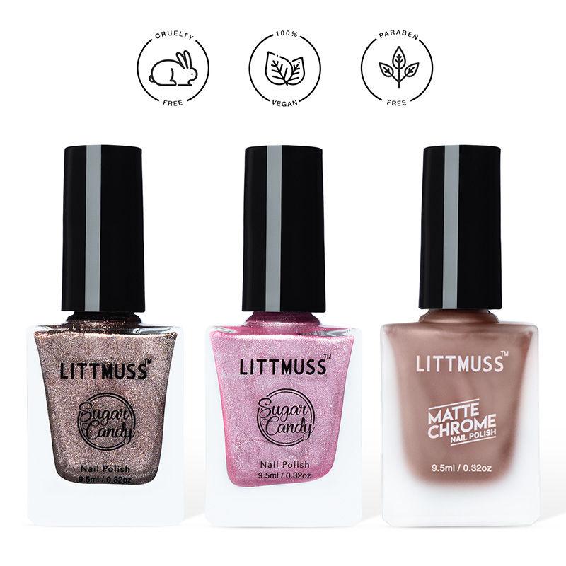 littmuss take me back - matte chrome & sugar candy nail polish combo