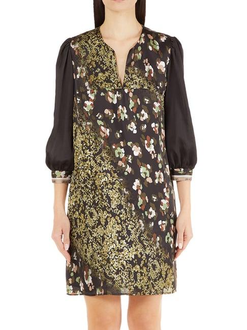 liu jo black python foulard floral regular fit dress