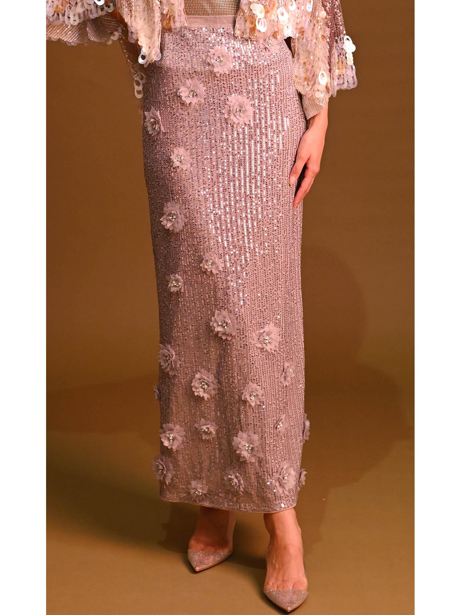 liv sequined pink maxi skirt