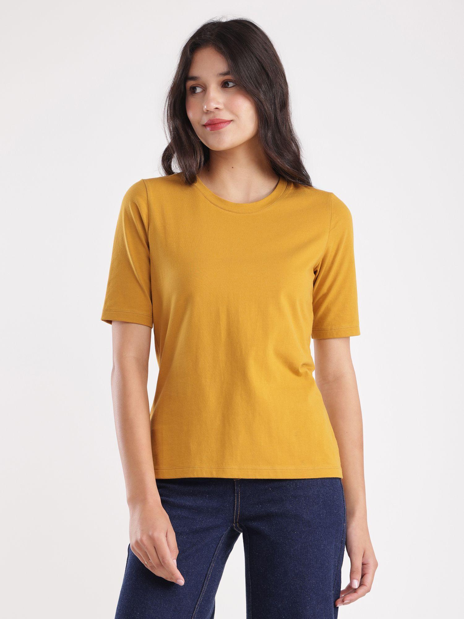 liv soft cotton t-shirt - mustard