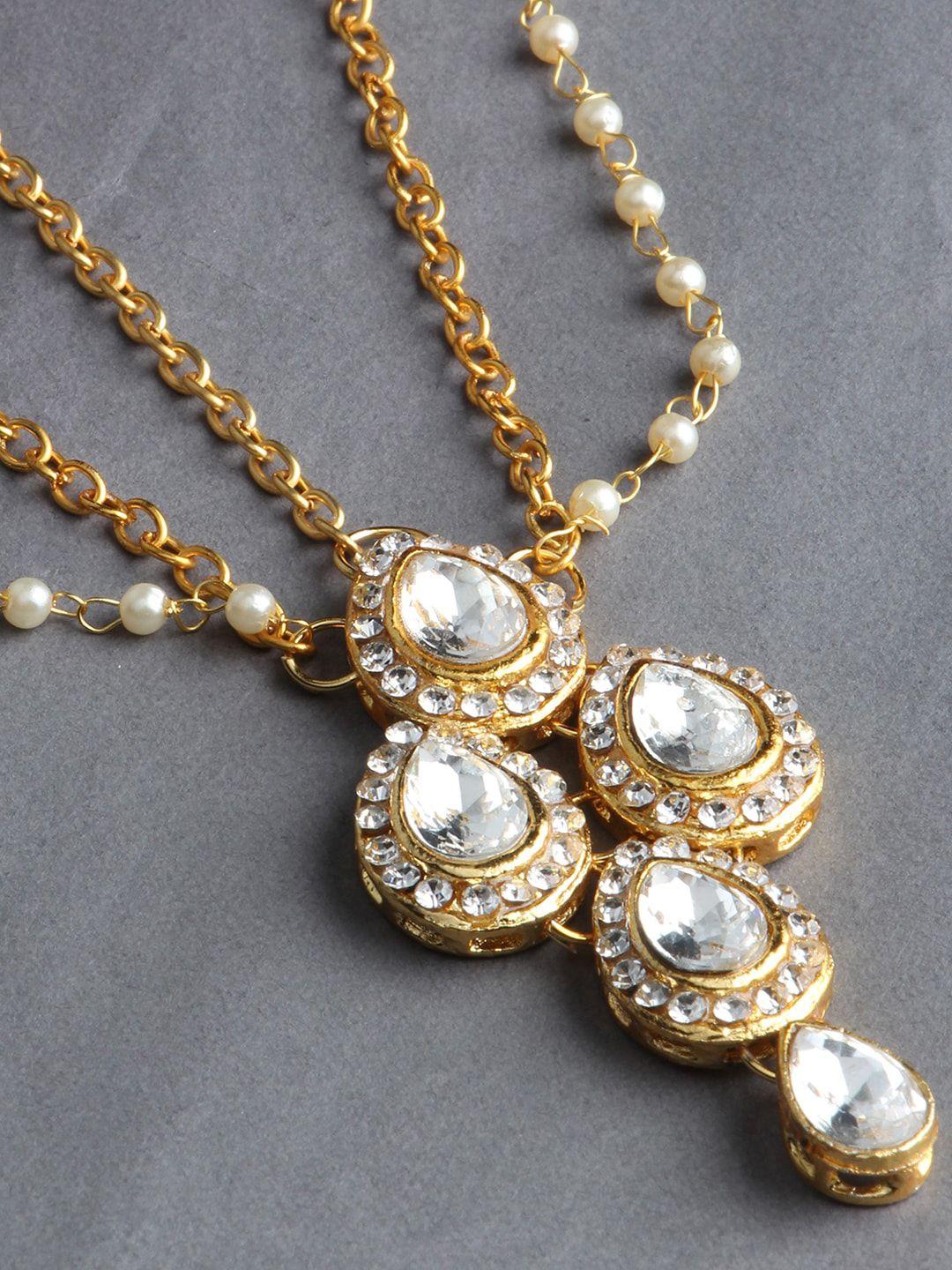 live evil gold plated kundan-studded matha pattai mang tika