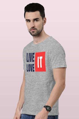 live it love it round neck mens t-shirt - grey melange