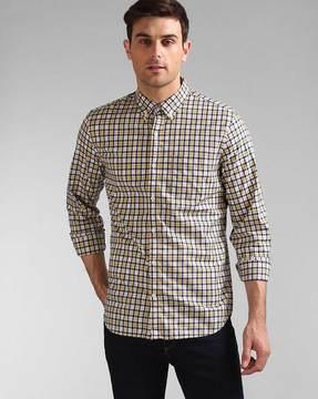 lived-in stretch checked shirt