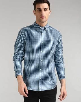 lived-in stretch checked shirt