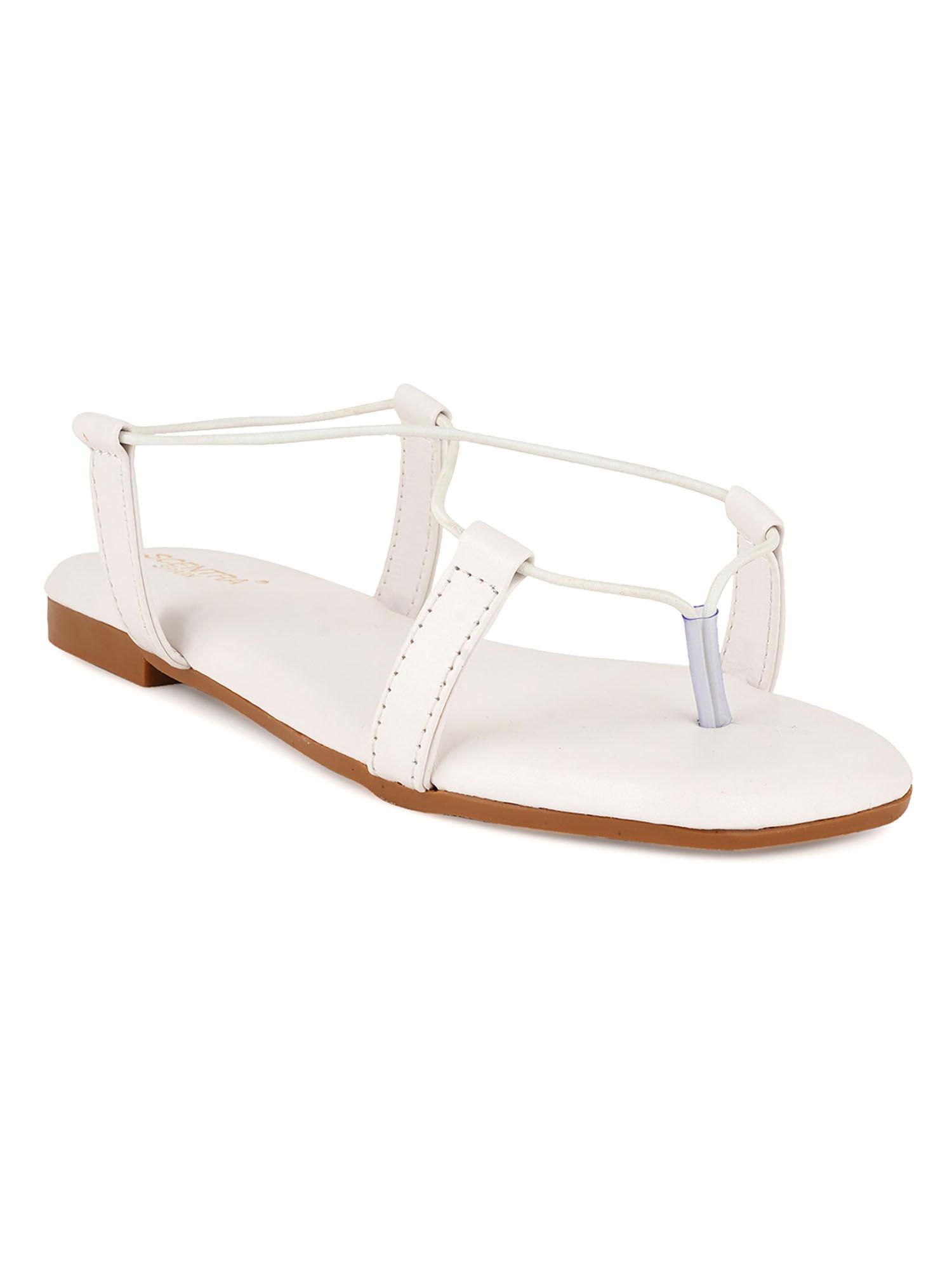 livia white t-strap flats