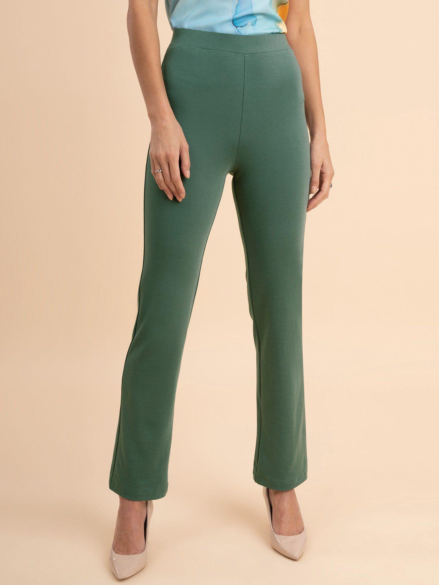 livin air bootcut tencel pants - sap green