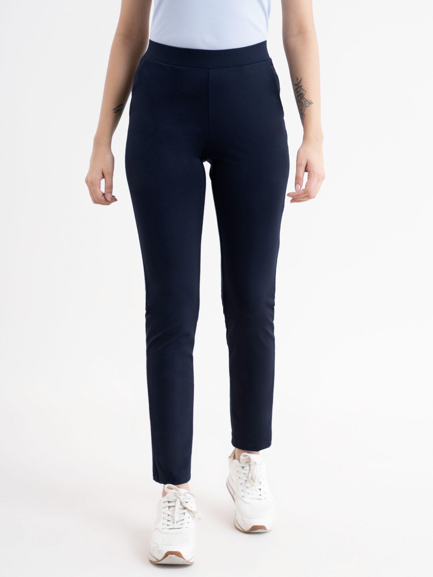 livin air straight fit high-rise regular trousers - blue