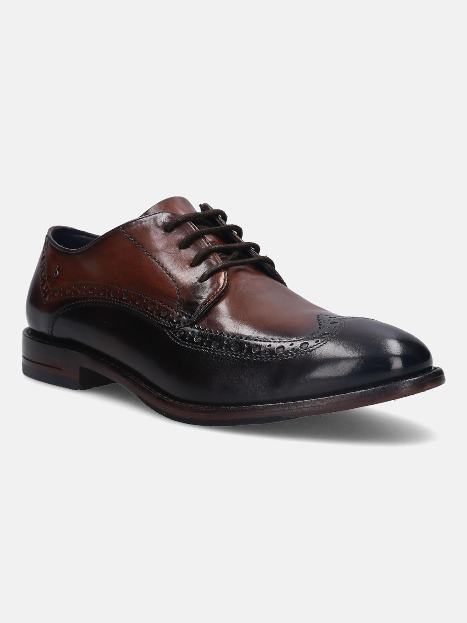 livorno flex evo brown leather formal brogue shoes