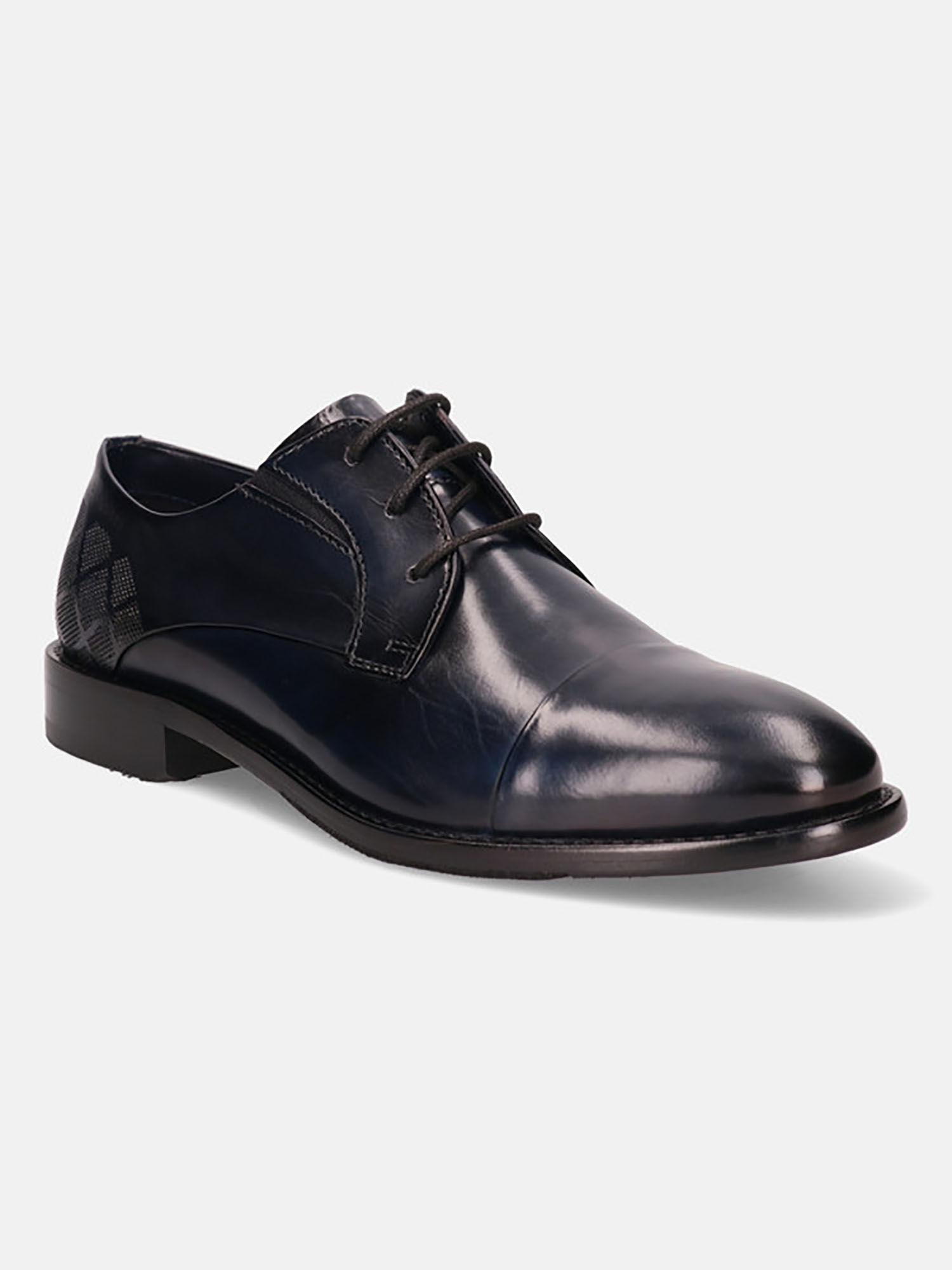 livorno flex evo dark blue leather mens derby shoes