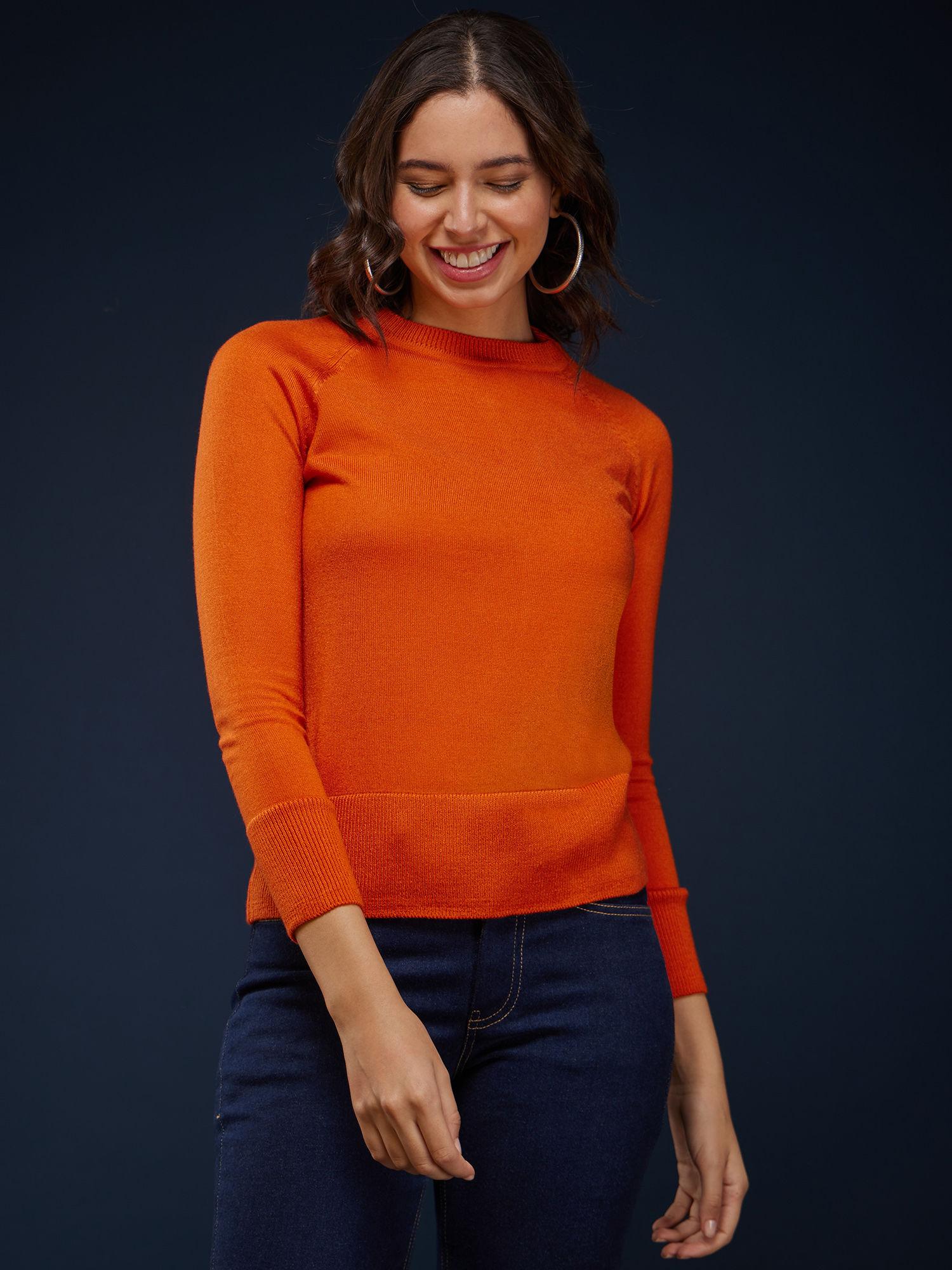 livsoft raglan sleeves sweater - orange