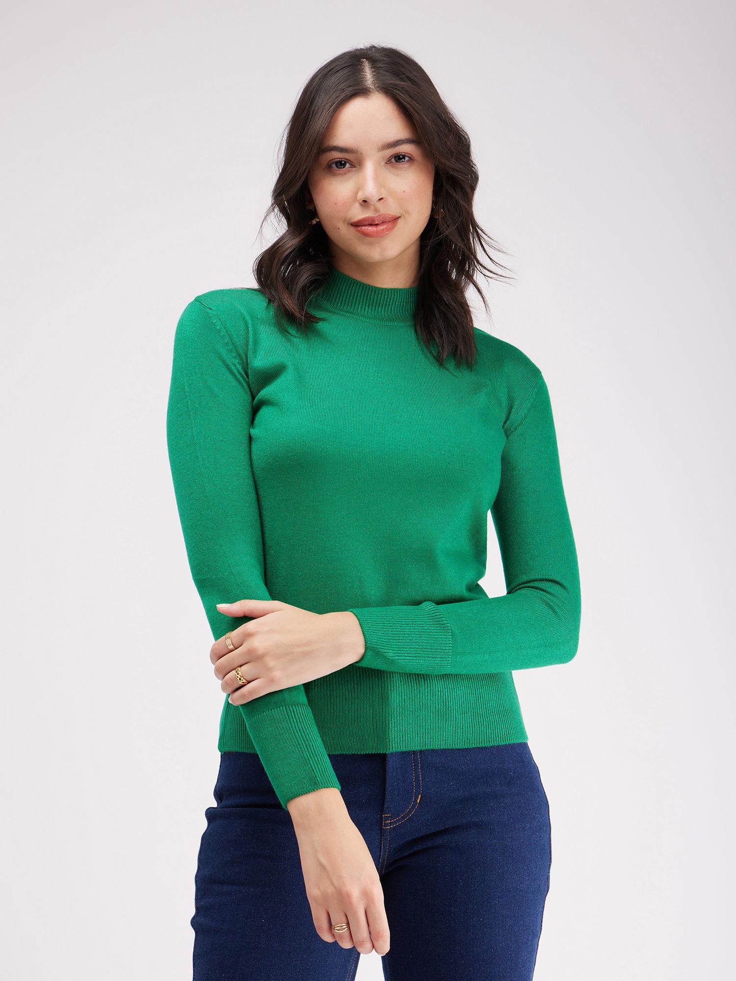 livsoft band neck knit-bottega green