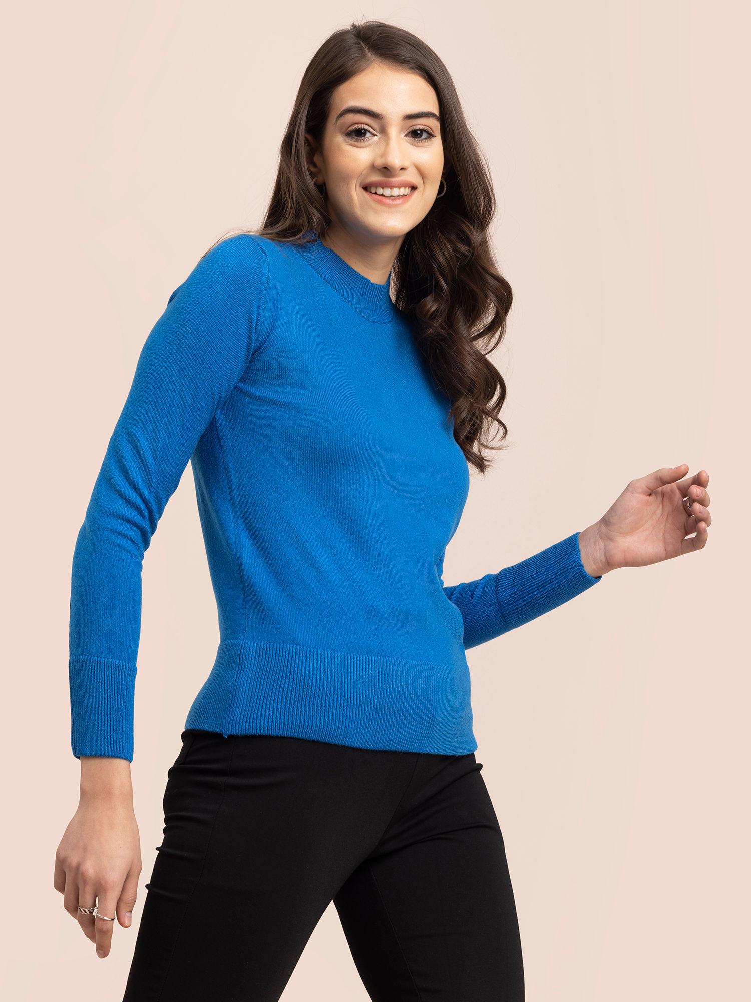 livsoft band neck knit-royal blue