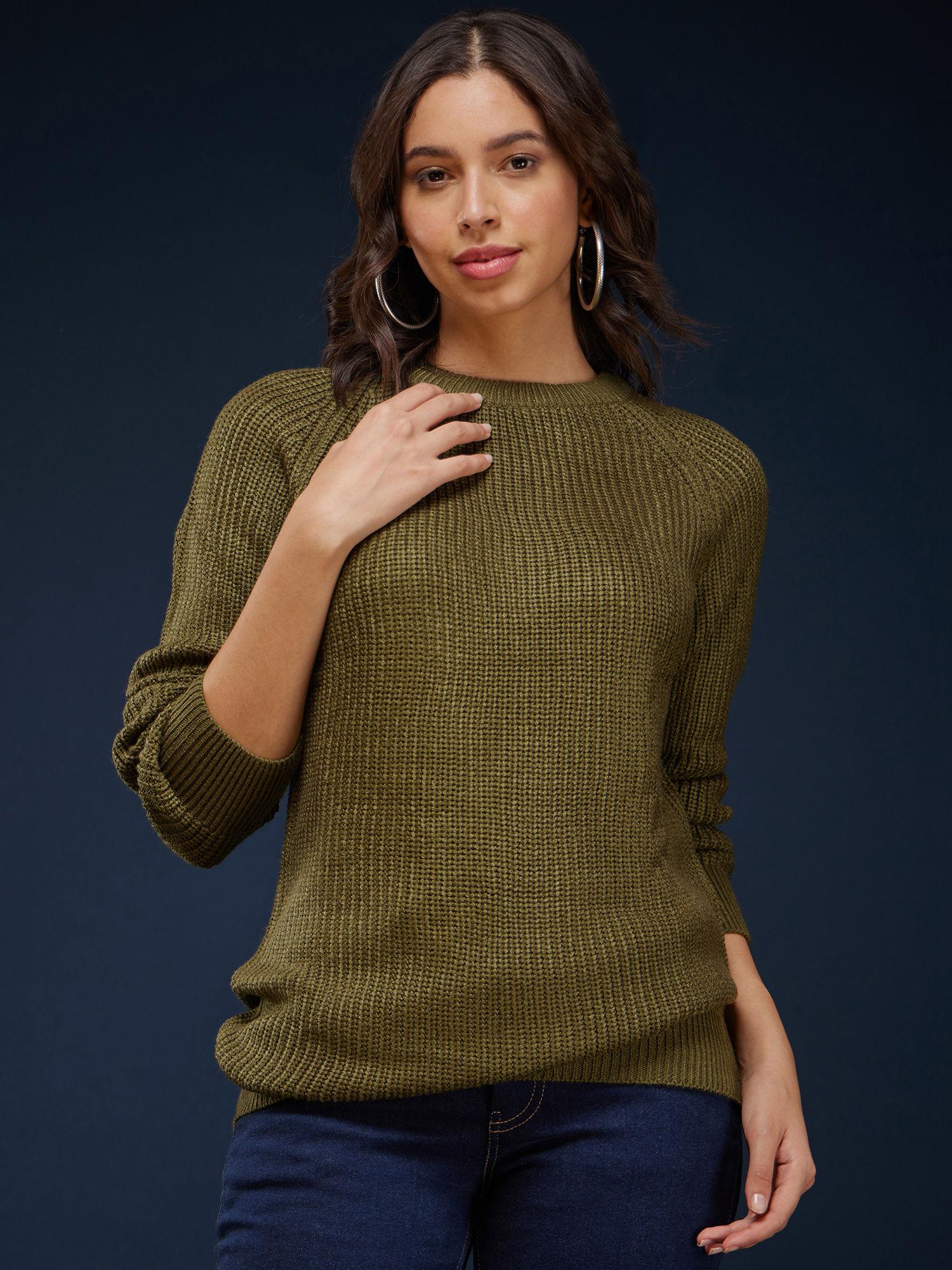 livsoft pearl knit sweater - olive