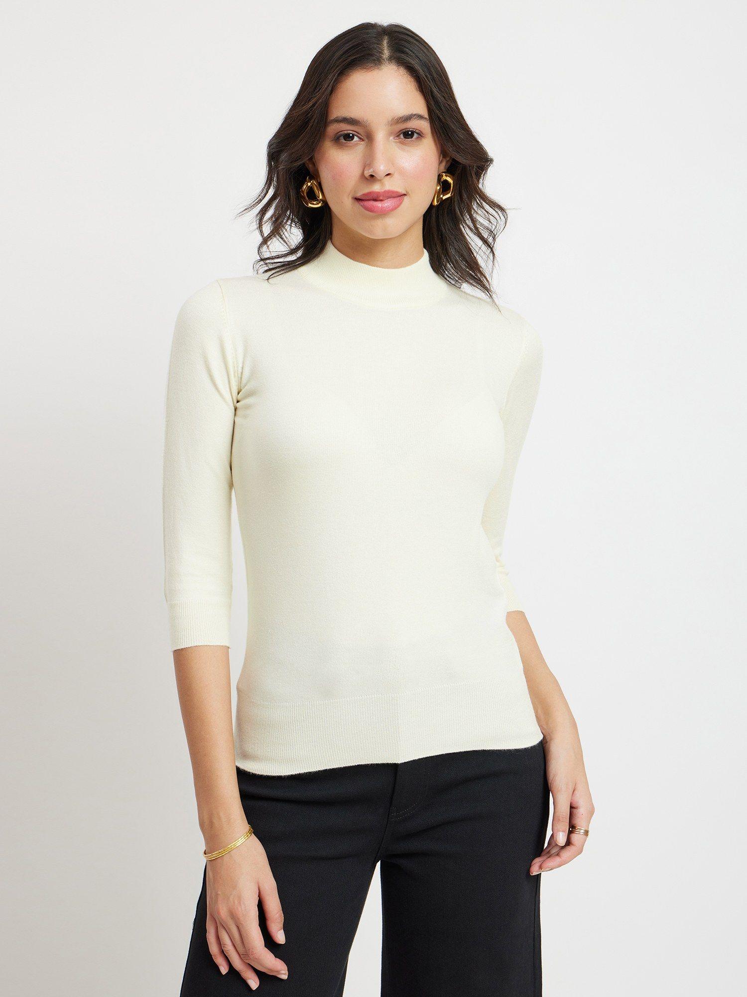 livsoft round neck knitted sweater - off white