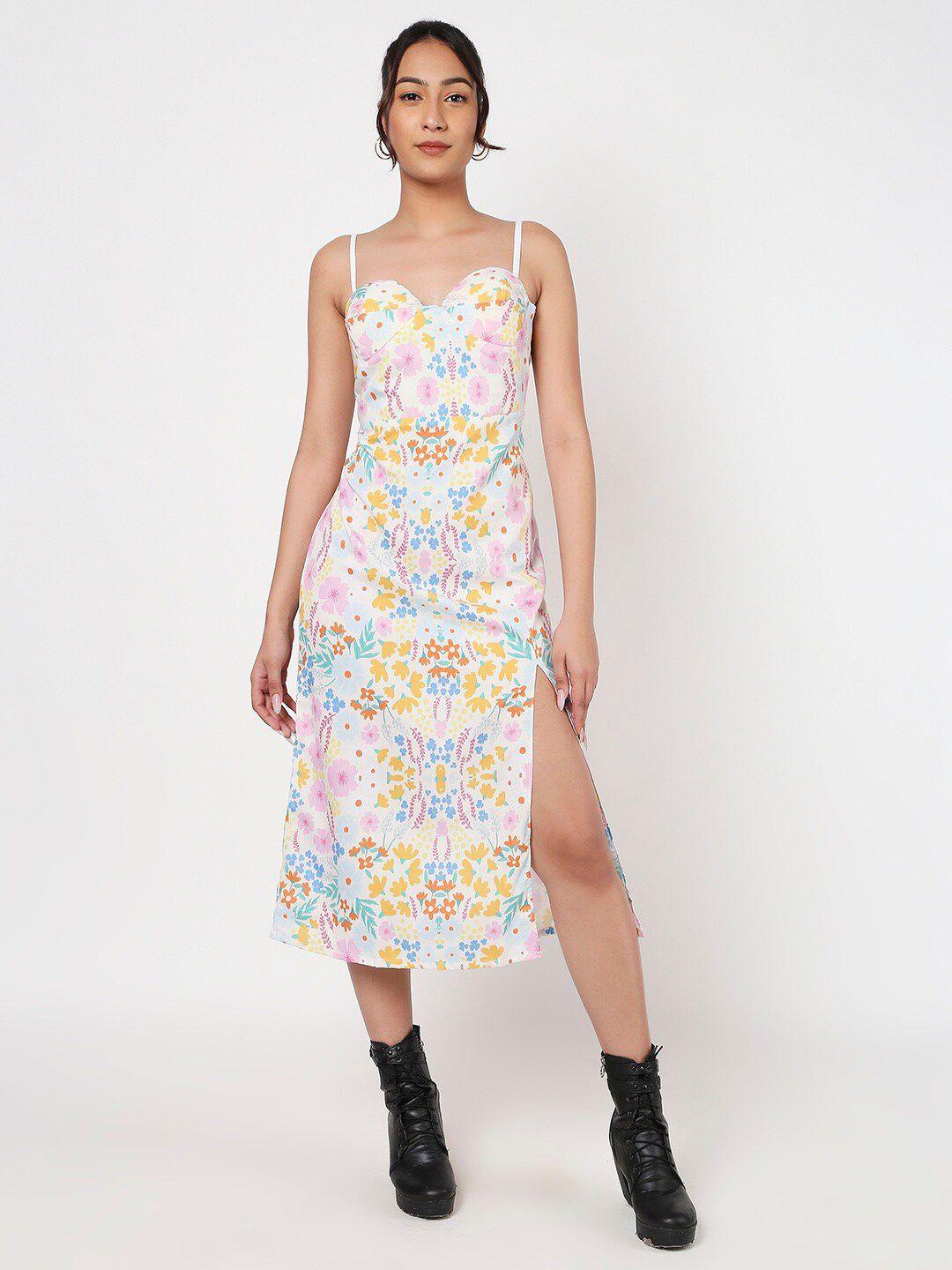 liyokki shoulder straps floral printed a-line midi dress