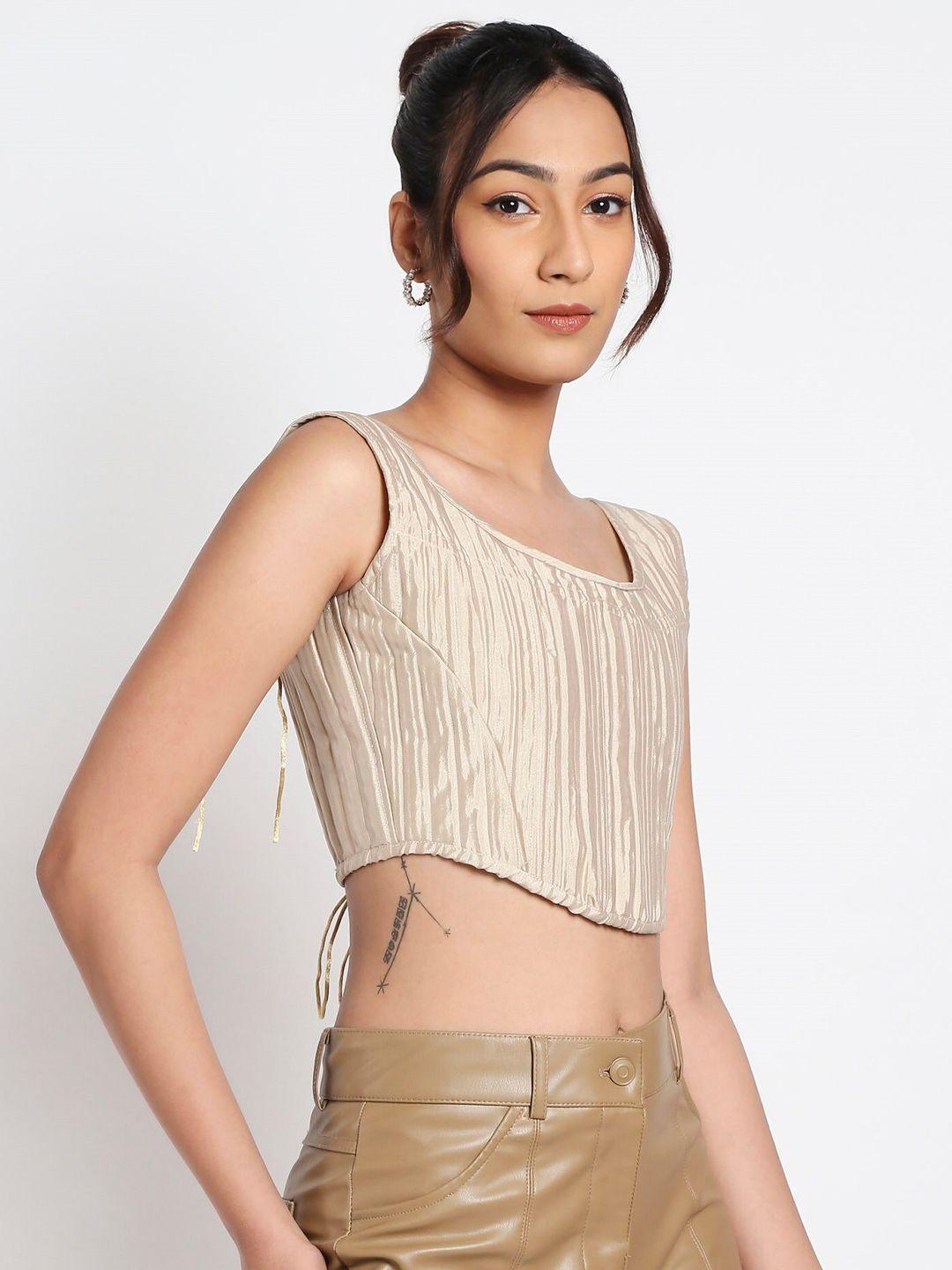 liyokki square neck tie ups regular crop top